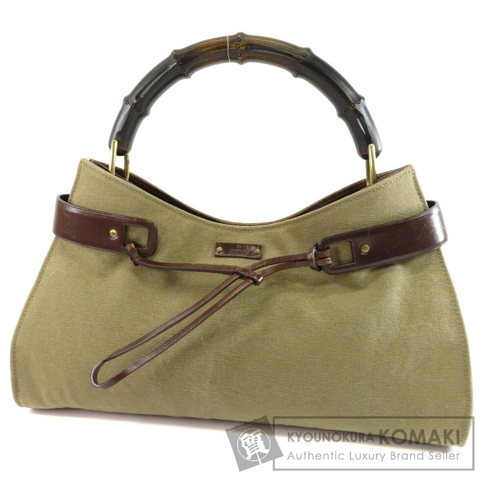 Gucci Embossed Bamboo Canvas Handbag